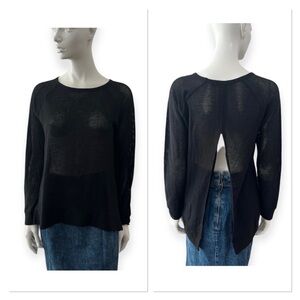 Rag and Bone Black Waffle Knit Back Vent Sweater